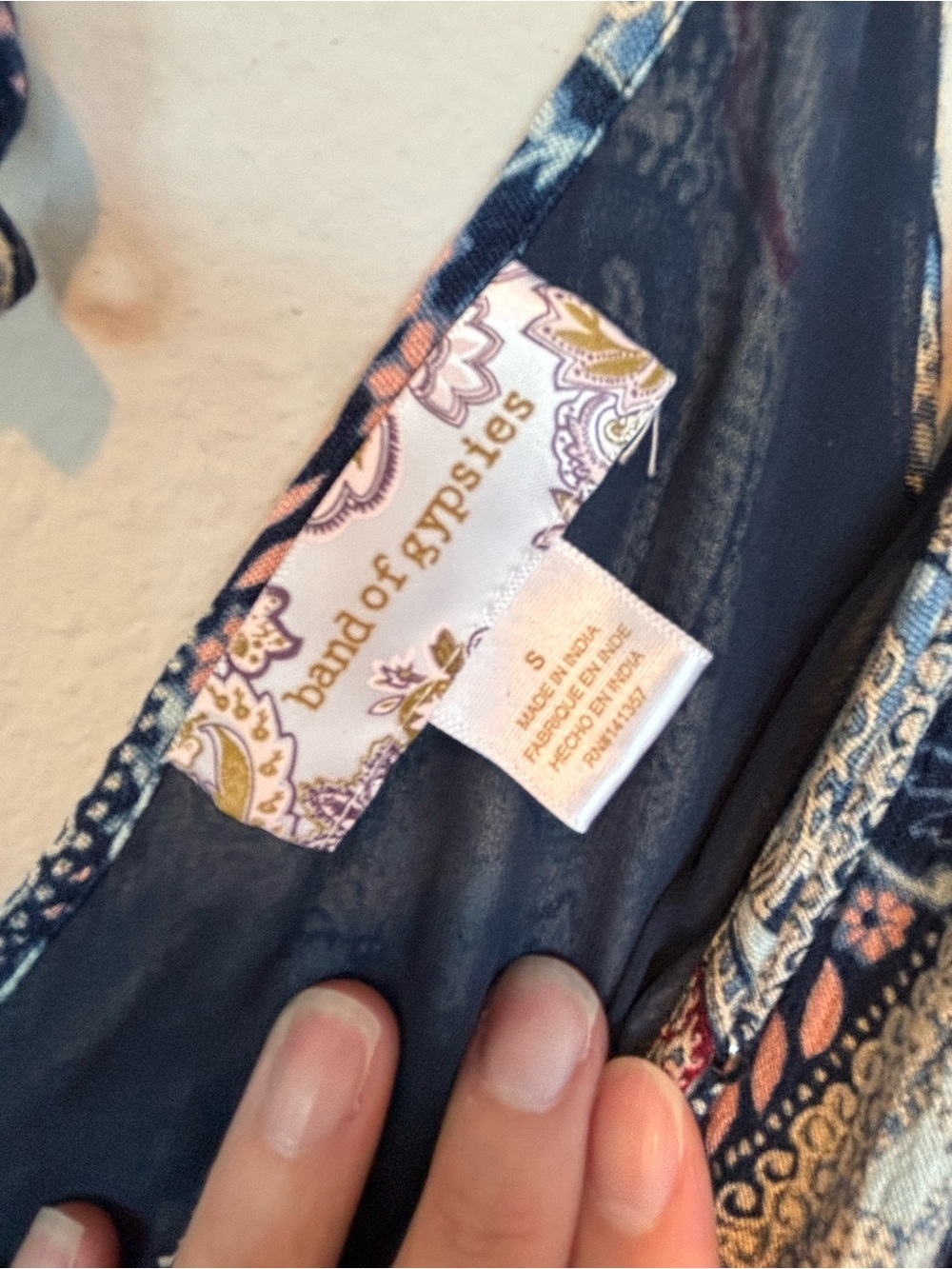 Band of Gypsies Navy, Red & Cream Paisley Maxi Dress - Picture 4 of 5